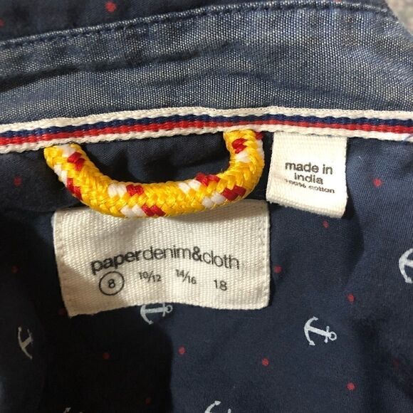 3/$25 PAPER DENIM & CLOTH BLUE NAUTICAL ANCHOR BUTTON DOWN SHIRT 8 - Picture 10 of 10